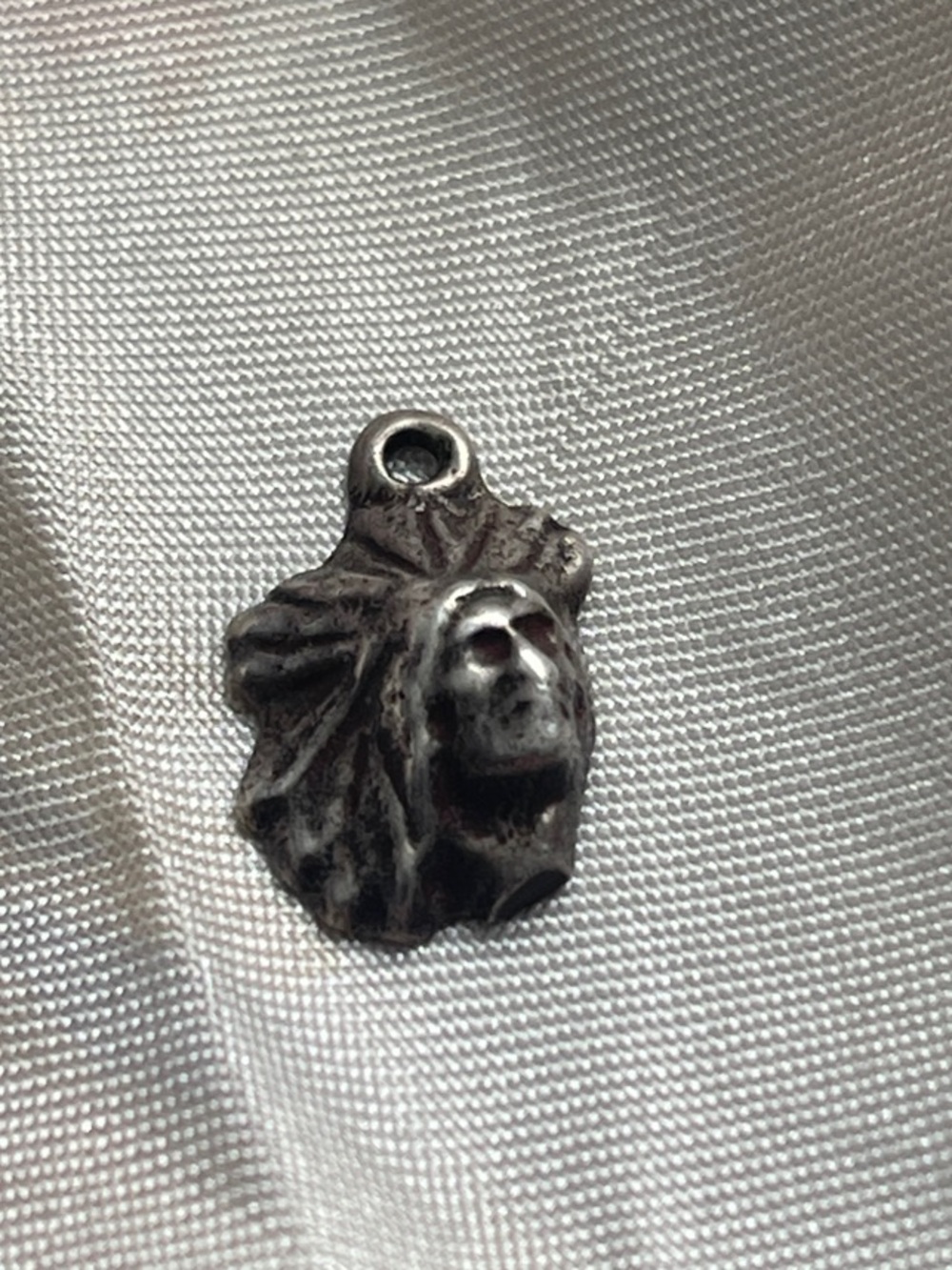 Sterling sandcast tribal headdress portrait charm